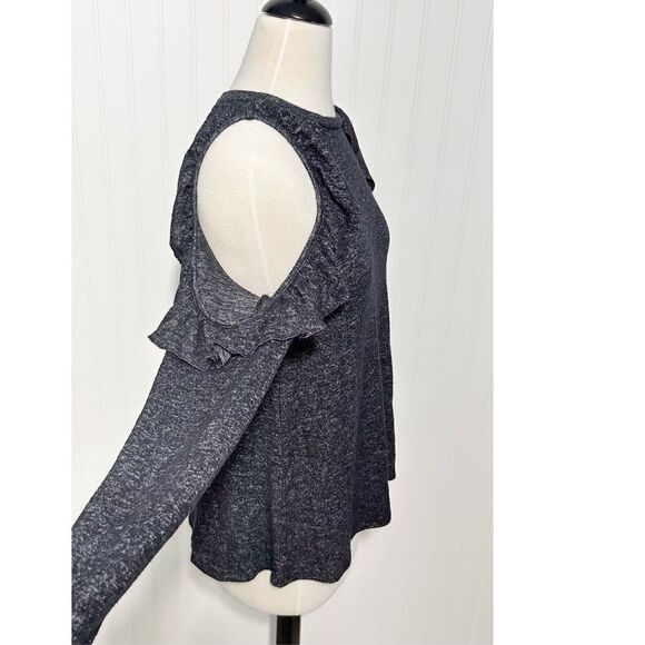 Jolt Women's Cold Shoulder Long Sleeve Ruffle Tops‎ Heather Grey Size Medium - Picture 4 of 10